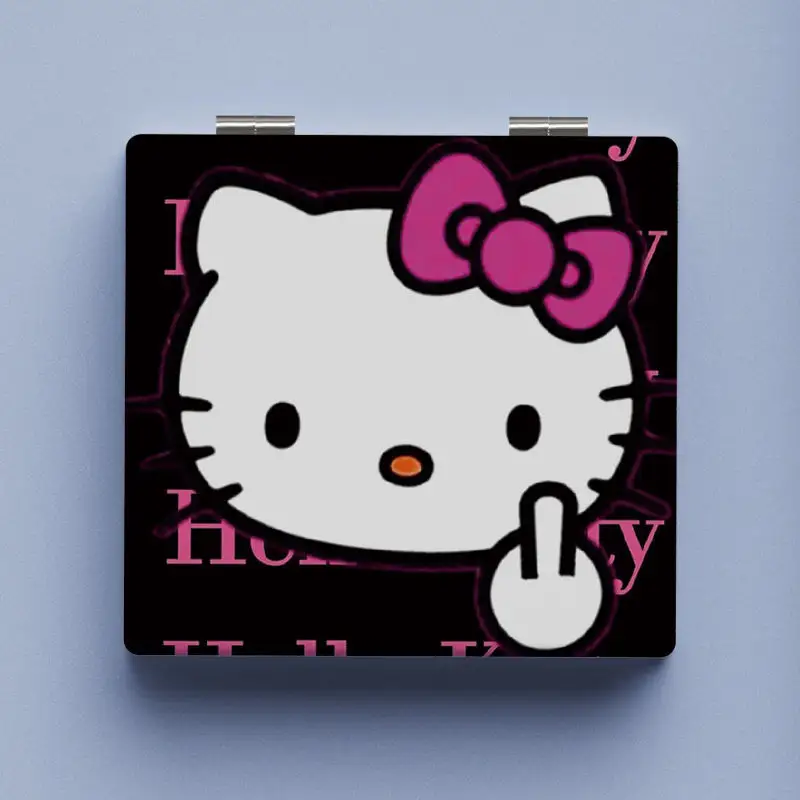 Petit mini miroir de maquillage à main avec logo personnalisé miroir de poche compact à main cosmétique pliable de voyage Hello Kitty