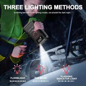 Xách tay mini xe Jumper Booster & Tire Inflator 12V 8000mAh pin nhảy khởi động ngân hàng điện xe nhảy khởi động với máy nén khí - Product Image 4