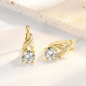 Popular New Designed 925 Sterling <strong>Silver</strong> 8mm 2CT Round Moissanite Stud <strong>Infinity</strong> Hoop <strong>Earrings</strong> for Women Gift - Product Image 4