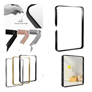 2025 nuevo AY esquina redondeada Rectangular marco de aluminio decorativo espejo anodizado pared MARCO DE Metal negro de gran tamaño - Product Image 2