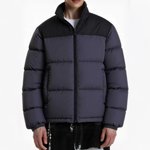 Chaqueta acolchada gruesa <span class=keywords><strong>de</strong></span> invierno para <span class=keywords><strong>hombre</strong></span> con cuello alto, abrigo holgado con cremallera y bloques <span class=keywords><strong>de</strong></span> color, top deportivo informal y cálido. - Product Image 4