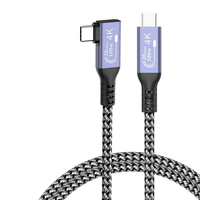 Cable de Datos Trenzado Tipo-C de 100W, Ángulo Recto, Carga Rápida de 5A, USB 3.2 Gen2, Transferencia de Datos de Alta Velocidad de 20Gbps 4K, 0.5M 1M 1.5M 2M