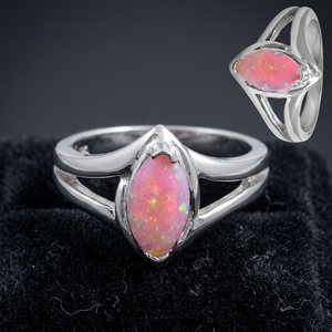 Sterling <b>Silver</b> Pink <b>Opal</b> Statement <b>Ring</b> for Women's Fashion Jewelry - Product Image 3