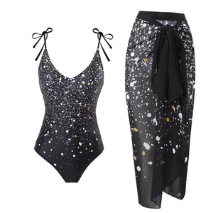 Trajes de Baño Personalizados para Mujer, Estampado Abstracto, Cuello Cuadrado en V, Floral, Vacaciones, Una Pieza con Bikini y Cubierta, Ropa de Playa - Product Image 5