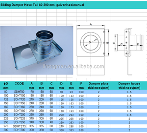 Válvula de Compuerta de Conducto de 100 mm / 4 Pulgadas, Galvanizada, de Operación Manual, Amortiguador Deslizante para Colector de Polvo - Product Image 2
