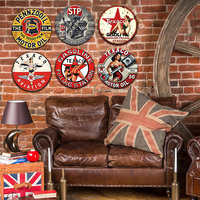 Letrero Metálico Redondo de Gasolina, Estilo Retro Texaco STP Pennzoil, Decoración de Pared para Cuarto de Hombre, Garaje, Taller Mecánico, Decoración para Entusiastas de Autos