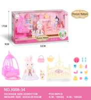 Bricolage lapin rose maison de poupée Mini meubles Mini chambre à coucher mignon lapin jeu maison jouet fille cadeau d'anniversaire