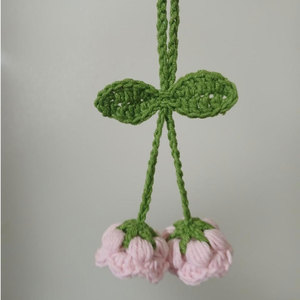 Llavero de flor de ganchillo hecho a mano, blanco y verde, estilo sencillo, amuleto de lirio de ganchillo para bolso, llavero de lirio de los valles hecho a mano - Product Image 4