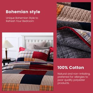 Cotton & Nhung Quilt Vua Kích Thước Thiết Lập, Màu Đỏ, Màu Đen Khăn Trải Giường Chắp Vá Có Thể Đảo Ngược Trọng Lượng Nhẹ Bộ Đồ Giường - Product Image 4