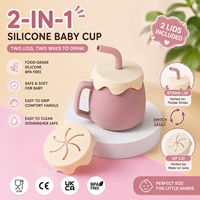 Offre Spéciale : Tasse d'apprentissage 2-en-1 en silicone pour bébé avec 2 couvercles interchangeables (paille et bec verseur) pour enfants
