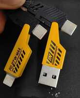 Kabel Charger Desain Logo 1.2m 3 in 1 120W Kabel USB Tipe C Micro Pengisian Cepat Kabel Data Transparan