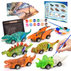 Giocattoli di dinosauro per bambini kit di pittura artigianale e tirare indietro le auto per i regali di compleanno