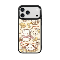 Coque de téléphone AG Feeling Black Edge avec motif chat café doré pour iPhone 17, 17 Pro Max, 16 Pro, 15 – Coque magnétique