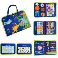 Tableau d'activités Montessori Dinosaure en feutre pour enfants, livre d'activités éducatives précoces, jouets pour 3 ans et plus