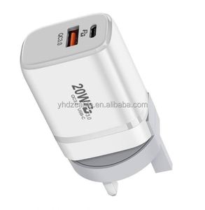 20W Fast Charger Travel Wall Charger QC3.0 Smartphone Charger USB A+<b>Type</b> <b>C</b> Dual Port Charging Block - Product Image 3