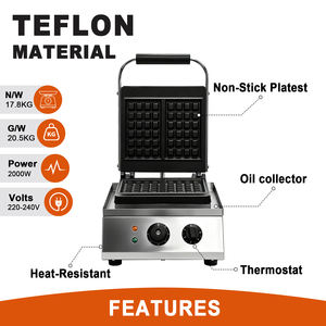 Machine à gaufres carrées professionnelle double <span class=keywords><strong>plaque</strong></span> 2000W en acier inoxydable avec revêtement Téflon haute puissance Fournisseur en gros OEM - Product Image 2