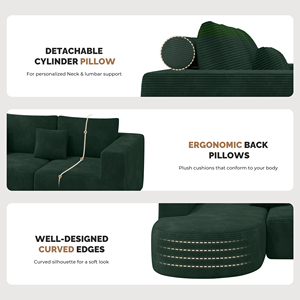 Canapé modulaire convertible extensible en forme de L avec fonction massage, idéal pour appartement moderne, avec siège profond et garnissage en éponge, ensemble en tissu. - Product Image 4