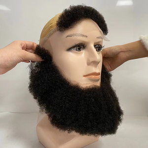 Barba e baffi realistici in capelli umani, realizzati a mano all'uncinetto con base in pizzo invisibile, per <span class=keywords><strong>uomo</strong></span> - Product Image 2