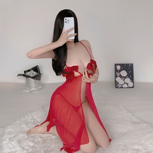 Nuovo Design con fiocco filato a rete donna trasparente Sexy che mostra capezzoli dolci ragazze tentazione Lingerie - Product Image 5