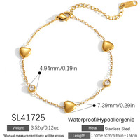 Set Perhiasan Kalung dan Gelang Liontin Berbentuk Hati dari Baja Anti Karat SUMMLY18K Berlapis Emas, Perhiasan Fashion yang Dapat Ditumpuk.