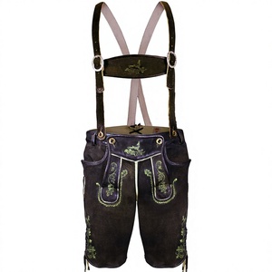 Lederhosen bavaroises 100% cuir de vachette véritable, avec bretelles, pour homme, respirantes, pour l'Oktoberfest. - Product Image 1