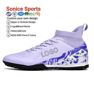 รองเท้าฟุตบอลหุ้มข้อสำหรับผู้ชายรองเท้าฟุตบอลสีดำพื้นรองเท้า TF พื้นรองเท้าฟุตบอลยางหุ้มข้อสูง - Product Image 6