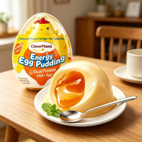 Clever Mama 65g, Pudín de Huevo con Forma de Dibujo Animado, Bajo en Grasa, Certificado Halal, Sabor Caramelo Transparente, Cremoso y con Núcleo Derretido, Nuevo