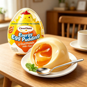 Clever Mama 65g, Pudín de Huevo con Forma de Dibujo Animado, Bajo en Grasa, Certificado Halal, Sabor Caramelo Transparente, Cremoso y con Núcleo Derretido, Nuevo - Product Image 2