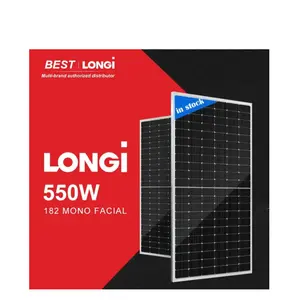 LONGi 550瓦太阳能电池板双面太阳能电池板，带Perc和半电池182mmx182mm电池尺寸535/540/545/550/555W太阳能电池