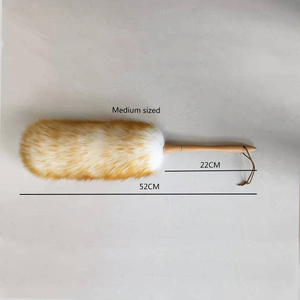 Len Khăn Lau Bụi Xe Làm Sạch Bụi Lambswool Khăn Lau Bụi Với Tay Cầm Bằng Gỗ Rắn Để Làm Sạch - Product Image 2