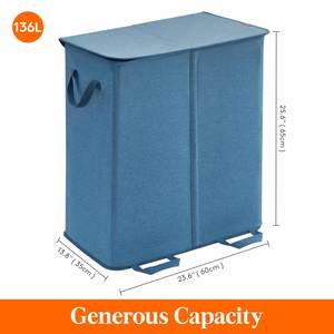 136L Double Laundry Hamper With Lid <b>Large</b> Clothes Hampers with Removable Bag Laundry Hamper 2 Section <b>for</b> Bathroom - Product Image 6