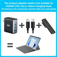 Alimentation USB C à charge rapide PD 65W pour Microsoft Surface Pro X 8 7 6 5 4 3 Go Book Converter, chargeur pour Microsoft Surface