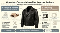 Blouson en cuir microfibre vieilli et délavé sur mesure OEM pour homme, style motard classique, zippé, avec bordure côtelée