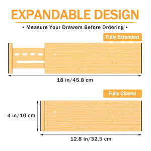 Organizador de Almacenamiento Extensible de Bambú para Cajones, Separador Rectangular de Escritorio, Tipo Vertical, para Ordenar Cajones - Product Image 2
