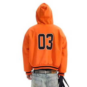 Vestes bomber réversibles pour hommes, personnalisées avec logo brodé, en <span class=keywords><strong>fourrure</strong></span> polaire, streetwear, motard, épaisses, coupe-vent, isolées - Product Image 3