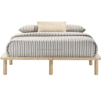 Cadre de lit plateforme en bois de pin massif naturel Design moderne Style simple Chambre simple Double Queen Size Hôtel Décoration intérieure