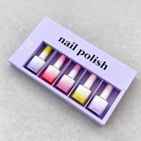 Impression numérique personnalisée coffret de 5 bouteilles de vernis à ongles coffret de vernis à ongles avec logo d'estampage à chaud de feuille d'or boîte avec séparateurs en relief mat