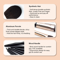 Ensemble professionnel de 8 pinceaux de maquillage de luxe en or rose avec bidon en PU cheveux bruns mélangés Logo personnalisé pour application cosmétique