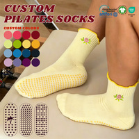 Chaussettes en coton personnalisées pour femmes, design brodé, chaussettes de yoga antidérapantes, chaussettes de pilates personnalisées en tricot Xingyou