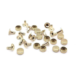 Remache hueco de cabeza plana redonda dorada personalizado OEM 2026, remache tubular de latón de doble tapa para ojales de zapatos, bolsos y prendas de vestir - Product Image 1