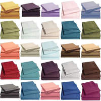 Parure de draps de luxe en microfibre 100% polyester 90 g/m², broderie trois lignes, 4 pièces, pour les États-Unis