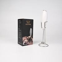 Nouveau Mousseur à Lait Puissant, Mini Mousseur à Lait Portable en Acier Inoxydable pour Café et Matcha avec Support