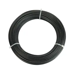 PP/PE/PU/PVC/PA/Nylon câble métallique en acier revêtu de polypropylène de couleur noire 7x7 1.2-1.8mm