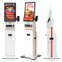 Kiosque de commande automatique sur pied Usingwin avec écran tactile incurvé de 23,6 pouces, Intel Core i5, multi-OS, paiement en espèces, 4K