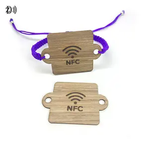 Recycled RFID NFC Wood Wristband Logo Printing Custom NFC NTAG215 RFID Bracelets