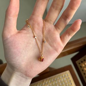 Dylam Tropical Style <b>Charm</b> 22K Gold Plated Tarnish Free S925 <b>Silver</b> Link Chain 5A Zircon Fruit Heart Pendant <b>Bracelets</b> for Women - Product Image 5