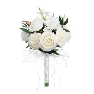 Commercio all'ingrosso di seta artificiale che tiene fiori Bouquest forniture di nozze per la sposa damigelle d'onore regalo di san valentino
