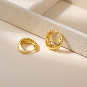Pendientes de Aro de Aleación de Zinc Chapados en Oro, Forma Ovalada, Joyería para Fiestas, Pendientes de Moda para Mujer EKA-121 EKA-122 EKA-123 - Product Image 3