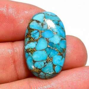 Turquesa Azul Cobre Sintética, Cabujón de Piedra Preciosa Suelta con Reverso Plano y Liso, Venta al por Mayor, Precio Más Barato, Corte Oval Calibrado de 10x14mm - Product Image 4