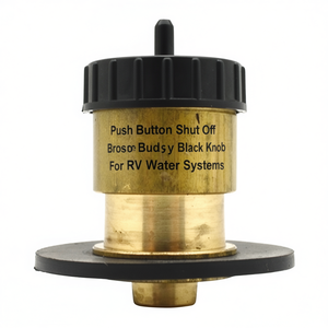 Válvula de cierre con botón pulsador, cuerpo de latón, perilla negra para sistemas de agua de caravanas - Product Image 3